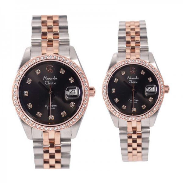 Alexandre christie AC 5012 Silver Rosegold Black Couple Alexandre christie AC 5012 Silver Rosegold Black Couple